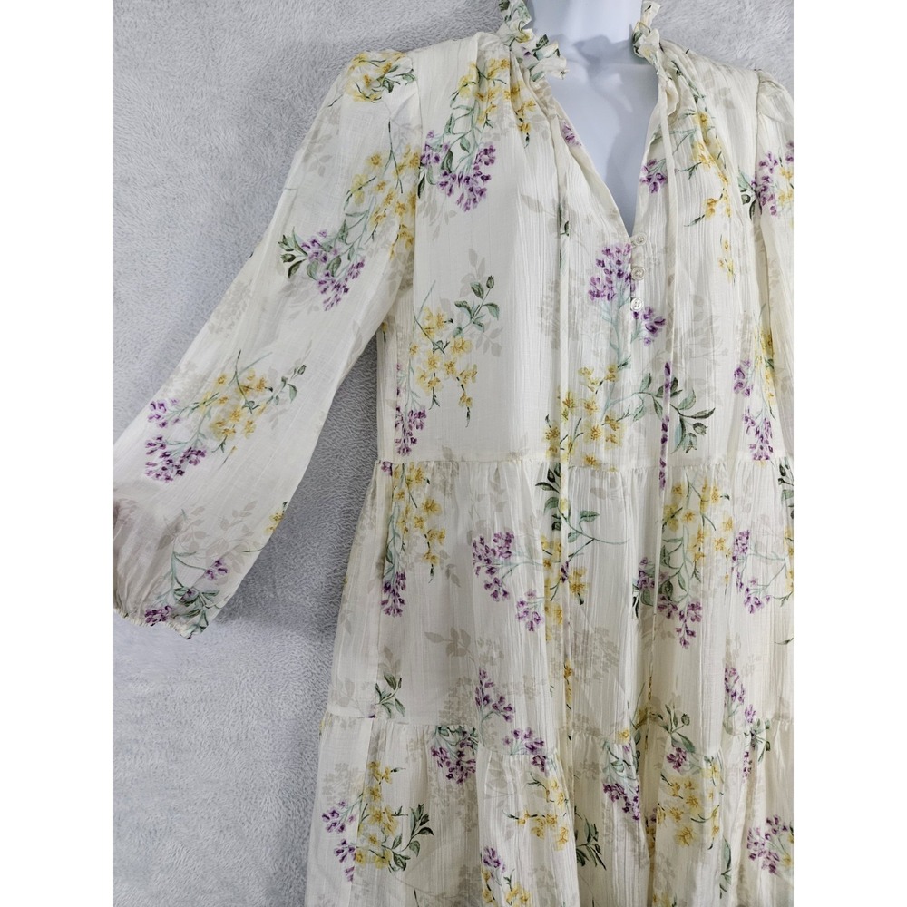 Taylor Womens Ruffle Hem Smock Dress Size 8 Fully Lined Balloon Sleeves Feminine